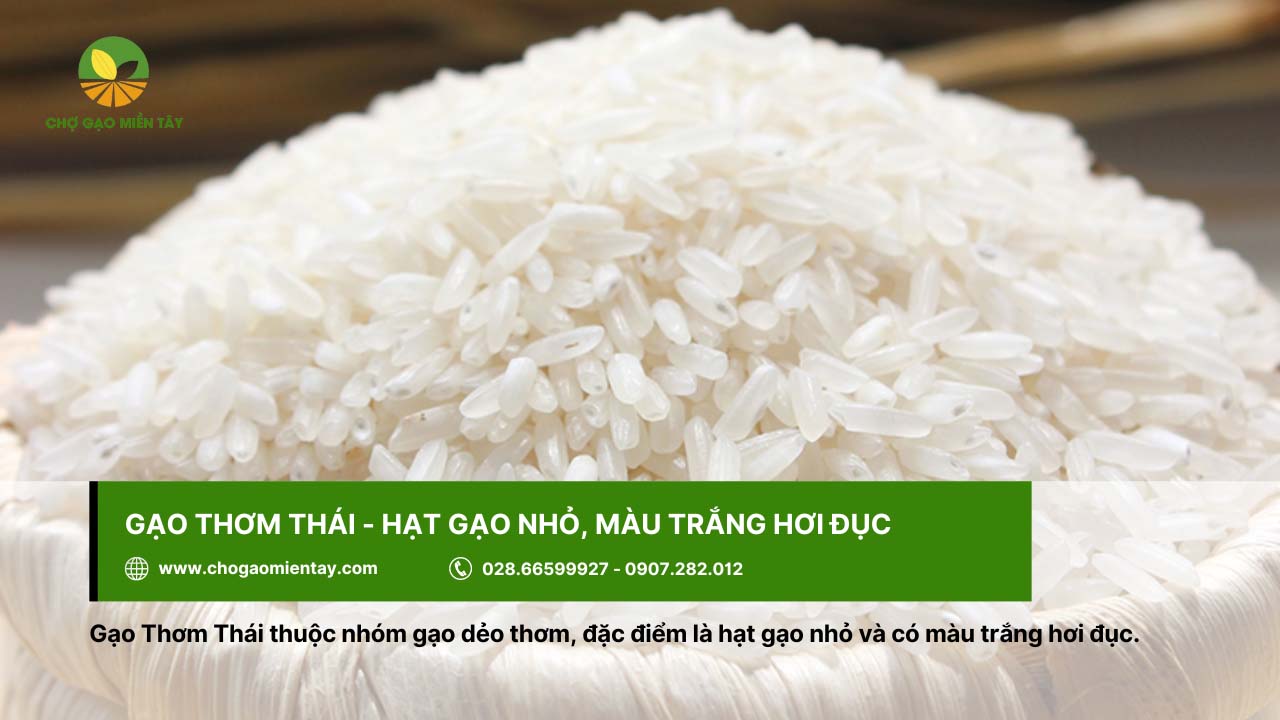 Gạo Thơm Thái với hạt cơm dính dẻo, mùi thơm dễ chịu