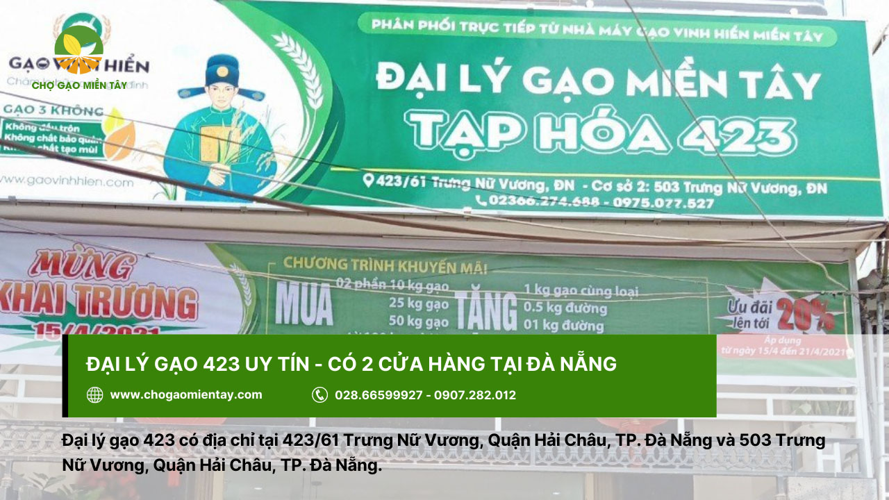 Đại lý gạo 423 sở hữu 2 cửa hàng tại Đà Nẵng