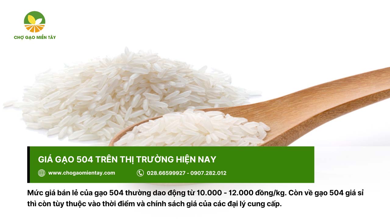 Gạo 504 có giá bán lẻ từ 10.000 đồng đến 12.000 đồng cho 1 kg gạo