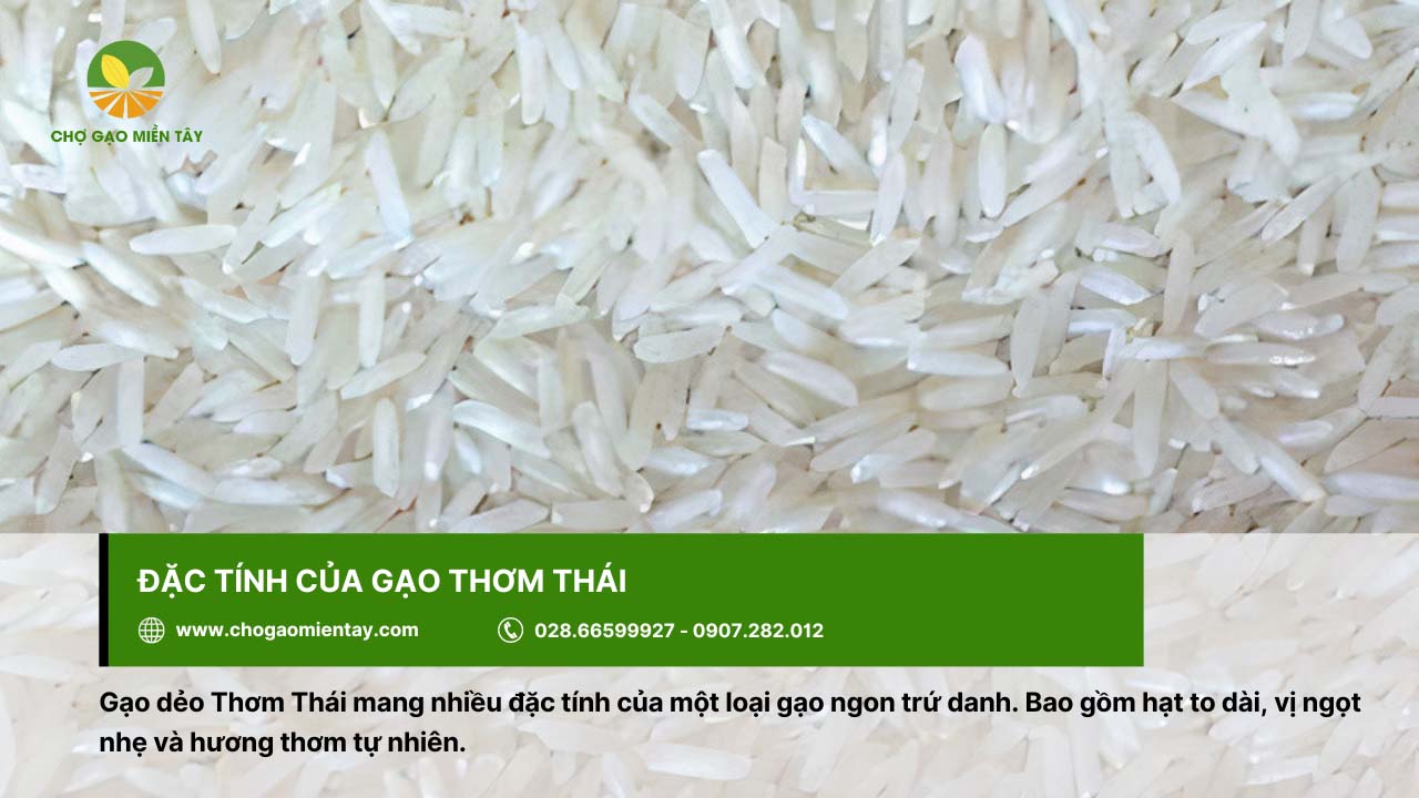 Gạo Thơm Thái với hạt to dài, hương thơm tự nhiên