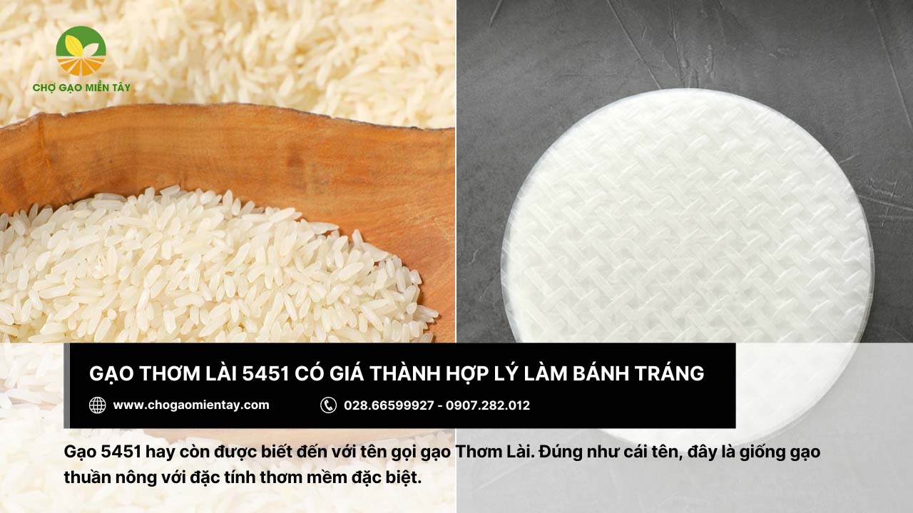 Gạo Thơm Lài 5451 phù hợp làm bánh tráng