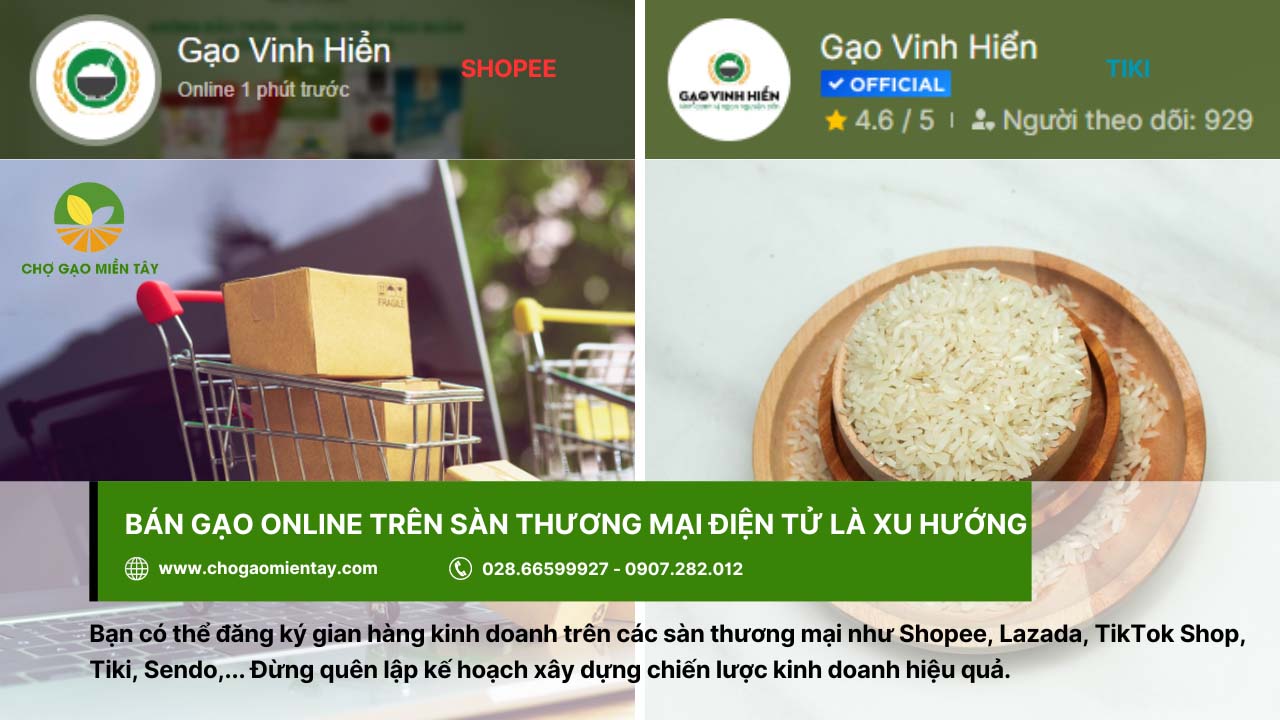 Bán gạo online trên các sàn thương mại điện tử
