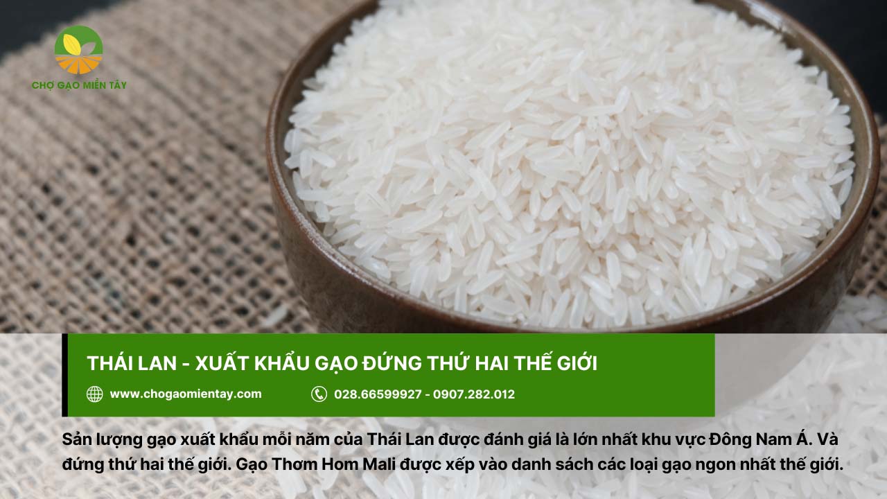 Thái Lan đứng thứ 2 trong các nước xuất khẩu gạo trên thế giới