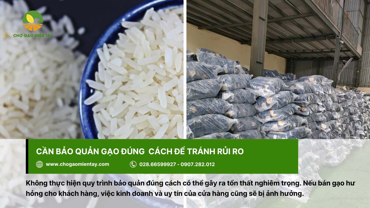 Cần bảo quản gạo đúng cách để hạn chế tối đa các rủi ro