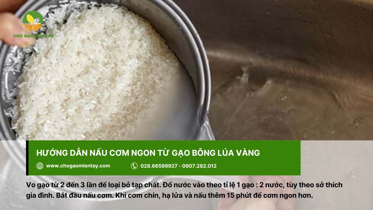 Vo gạo Bông Lúa Vàng thật sạch từ 2 - 3 lần